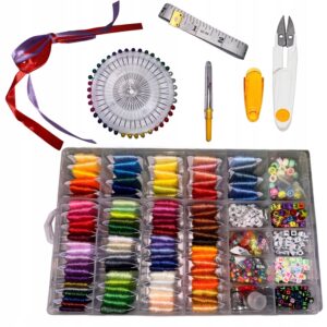 Zestaw krawiecki nici Do Szycia w pudełku+koraliki